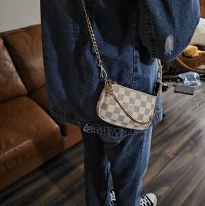 Louis Vuitton Damier Azur Pochette Accessoires Mini Bag Clutch Authentic